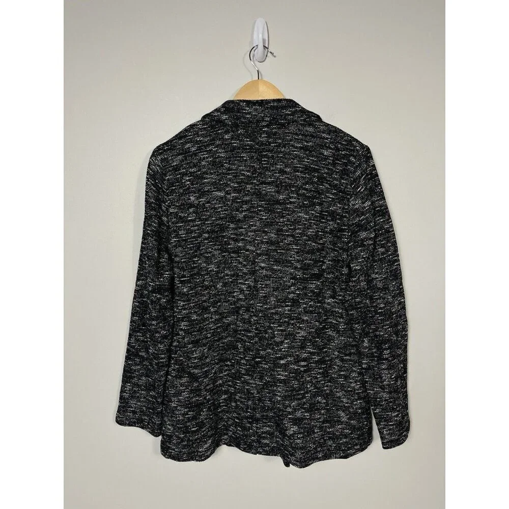 EILEEN FISHER Sweater Blazer Women M Black Double Breasted Organic Cotton Pocket